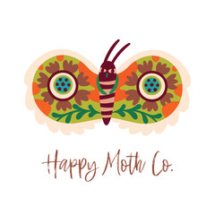 Happy Floral Moth Logo illustration