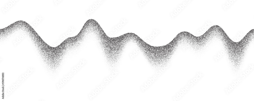 Poster grainy mountains with noise gradient. dotted stippled background with grain texture. vector grunge r
