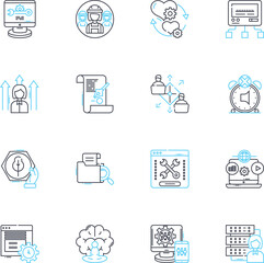 Goal setting linear icons set. Ambition, Determination, Focus, Motivation, Progress, Achievement, Discipline line vector and concept signs. Direction,Clarity,Resilience outline illustrations