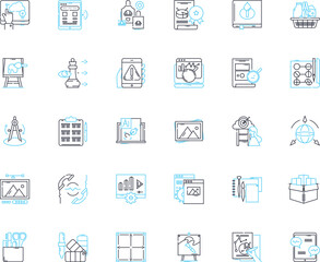 Email advertising linear icons set. Targeting, Click-through, Conversion, List-building, Campaign, Subscriber, Personalization line vector and concept signs. Engagement,Newsletter,Automation outline