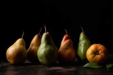 Fototapeta na wymiar Assorted pears in different stages on a clear background. Generative AI