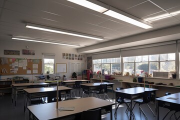 Fototapeta na wymiar An empty school classroom