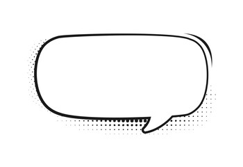 Naklejka premium Retro empty comic bubble with black halftone shadows. Vector illustration, vintage design, pop art style