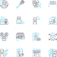 work tools linear icons set. Hammer, Screwdriver, Wrench, Pliers, Chisel, Saw, Drill line vector and concept signs. Sander,Level,Tape measure outline illustrations