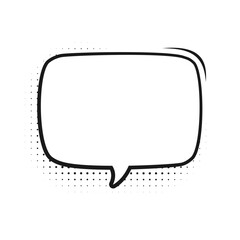 Retro empty comic bubble with black halftone shadows. Vector illustration, vintage design, pop art style