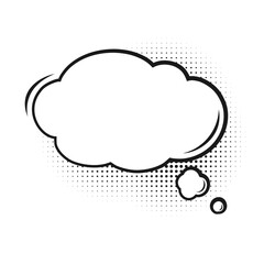 Retro empty comic speech bubble cloud with black halftone shadows. Vector illustration, vintage design, pop art style