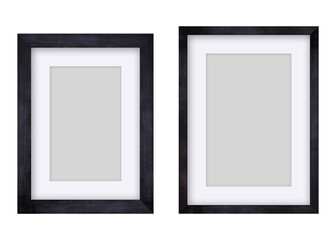 Black wood frame or black ficture frame isolated on transparent background. Object with clipping...