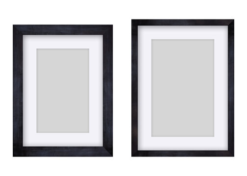 Black wood frame or black ficture frame isolated on transparent background. Object with clipping path