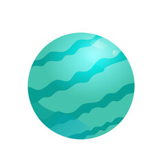 Vector blue cartoon planet isolated on a white background for sticker, web design.