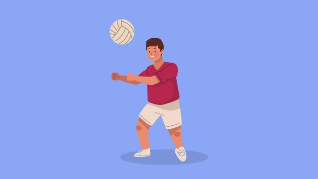 little boy practicing volleyball character animation