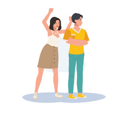 Misunderstanding, conflict, disagreement concept. Angry People shouting and fight. Flat vector cartoon illustration