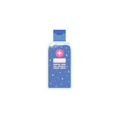 Antiseptic liquid bottle for hygiene and disinfection, flat vector isolated.