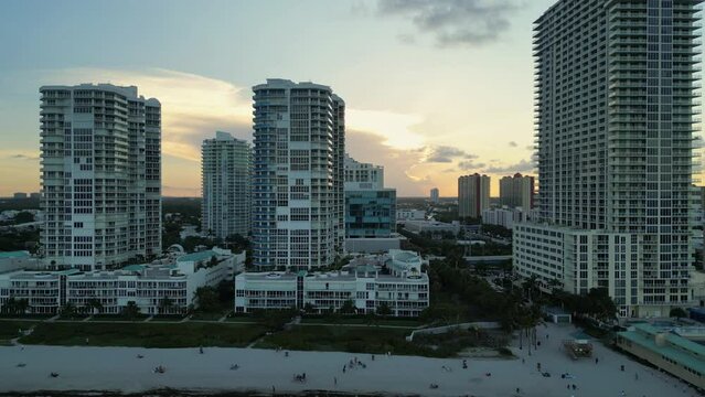 cityscapes and modern towers in Miami, Florida. panoramic view . ocean, beach and promenade