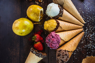 Helados de sabores frutales