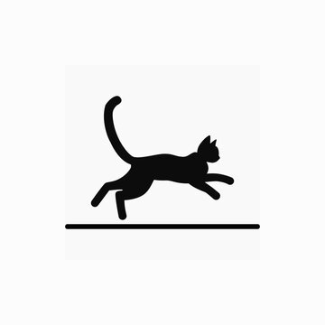 Silhouette of a cat. Black vector shadow of a cat. Symbol, icon, sign, emblem image of a cat. Used for advertising, printing on fabric, paper, web design, grooming salon, veterinary clinic, hotel