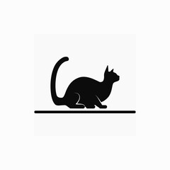 Silhouette of a cat. Black vector shadow of a cat. Symbol, icon, sign, emblem image of a cat. Used for advertising, printing on fabric, paper, web design, grooming salon, veterinary clinic, hotel