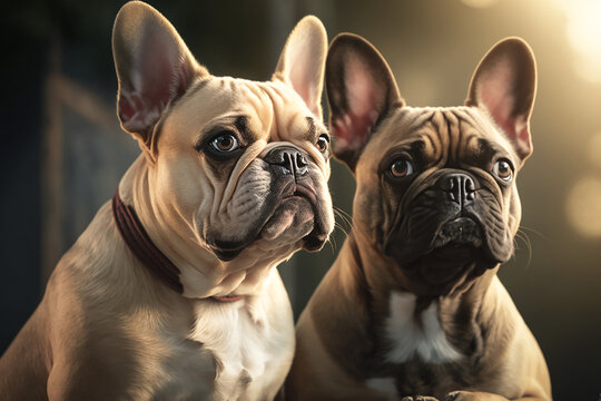 French Bulldogs. Generative AI.
A digital painting of a a pair of French Bulldogs.  