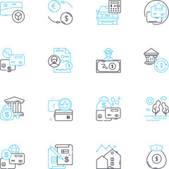 Financial returns linear icons set. Profit, Yield, Gain, Income, Earnings, Return, Dividend line vector and concept signs. Net,Revenue,ROI outline illustrations