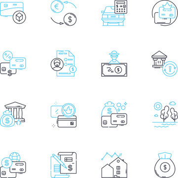 Financial returns linear icons set. Profit, Yield, Gain, Income, Earnings, Return, Dividend line vector and concept signs. Net,Revenue,ROI outline illustrations