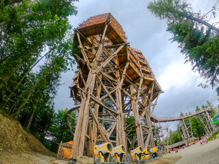 Log observation tower in resort town Krynica, Poland