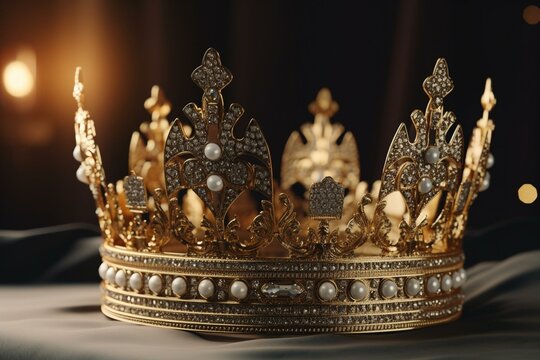 A luxurious crown adorned with diamonds and gold. Generative AI