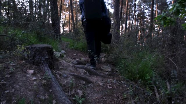 Hiker's feet walking 