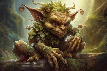 Generative AI illustration of goblin fantasy creature