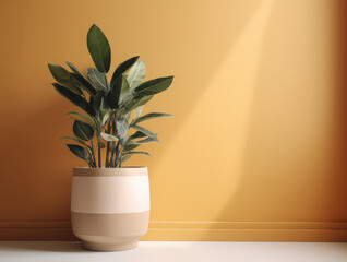 Minimalist and Modern Potted Plant in A Simple Room Using Generative AI