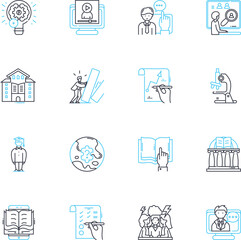 Lifelong Learning linear icons set. Growth, Exploration, Curiosity, Progression, Knowledge, Skill-building, Development line vector and concept signs. Adaptability,Evolution,Empowerment outline