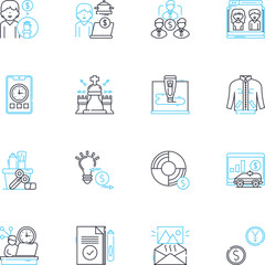 Academic institution linear icons set. Learning, Teaching, Knowledge, Research, Faculty, Students, Education line vector and concept signs. Curriculum,Resources,Campus outline illustrations