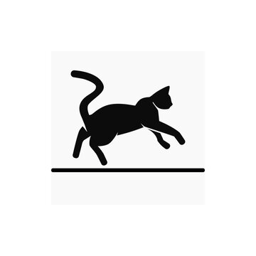 Silhouette of a cat. Black vector shadow of a cat. Symbol, icon, sign, emblem image of a cat. Used for advertising, printing on fabric, paper, web design, grooming salon, veterinary clinic, hotel