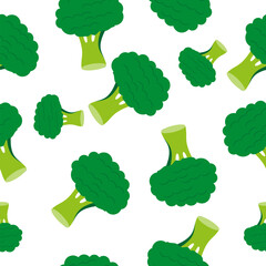 Cartoon of Broccoli  pattern as seamless repeat style, replete image design for fabric printing 