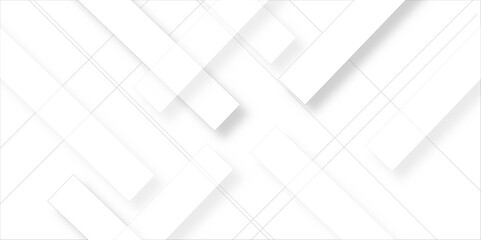 Abstract white square line shape with futuristic concept background. Abstract seamless modern white and gray color technology concept geometric line vector background. 