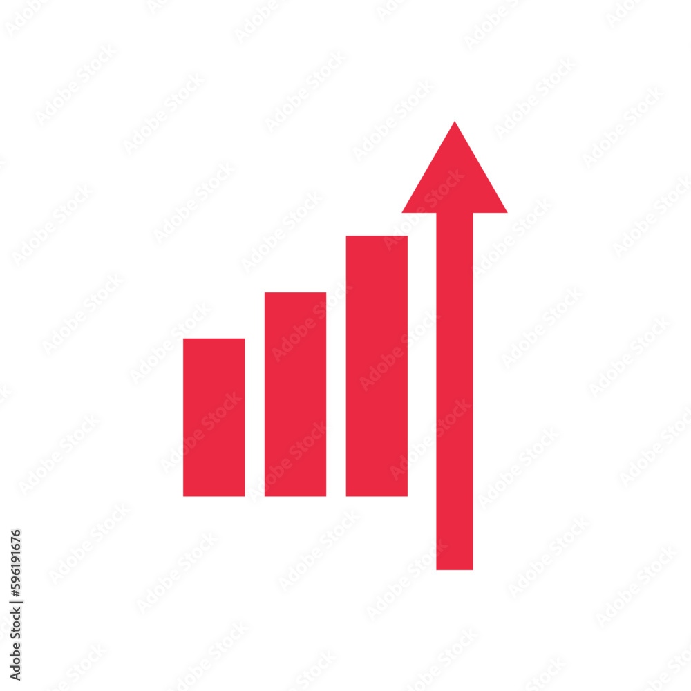 Poster red rising graph. statistics. vectors.