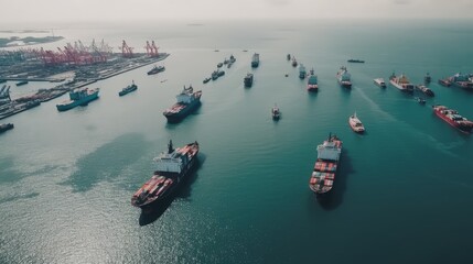 Obraz premium Ships in the ocean carrying cargo, containers