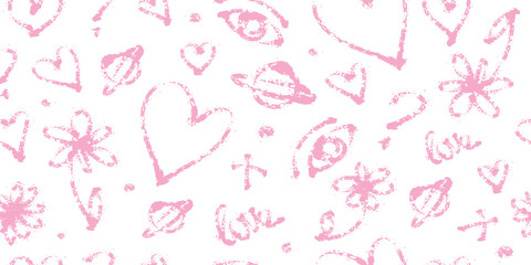 baby doddle grunge seamless pattern in pink colors