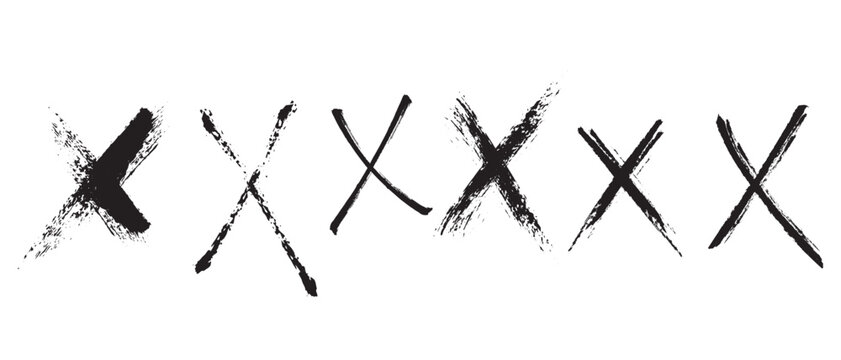 Hand drawn grunge crosses set