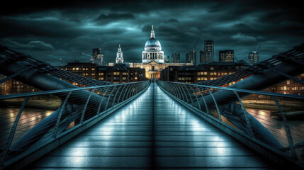 Obraz premium Millennium Footbridge. London. Breathtaking travel destination place. Generative AI