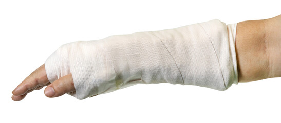 broken arm splinting from accident isolated