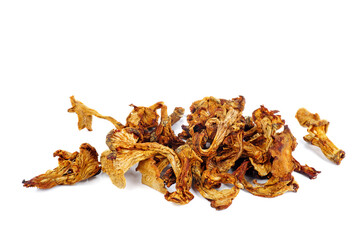 Dried chanterelles isolated on a white background