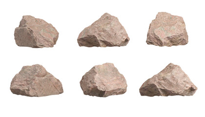 Strong natural rock shapes on transparent backgrounds images 3d render png