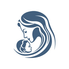 happy mother's day child mother day logo illustration abstract design line art