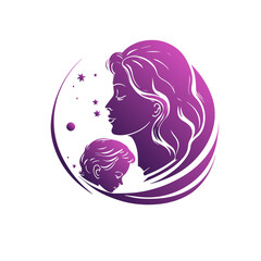 happy mother's day child mother day logo illustration abstract design line art