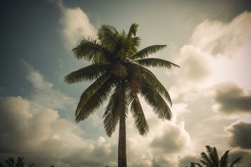 Fototapeta na wymiar Solitary coconut tree. Generative AI