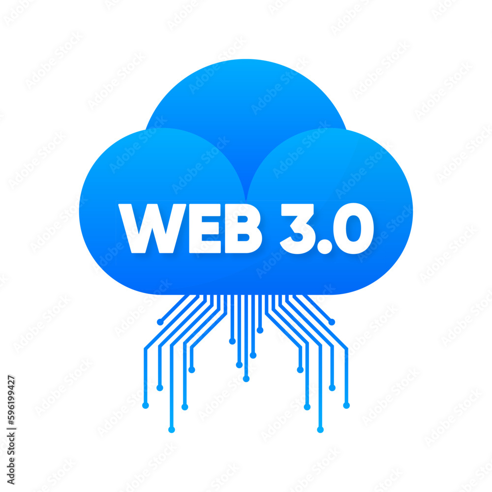 Poster web 3.0 new internet future distributed blockchain technology, cryptocurrency, and nft. metaverse, d