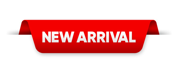 New Arrival Label. Modern Red label on white background. New collection. Label for your online and offline shop. New Arrival product concept. Vector illustration.