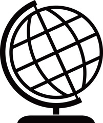 Obraz premium School globe semi flat RGB color vector illustration. Classroom earth model on stand. Sphere map of continent and ocean.