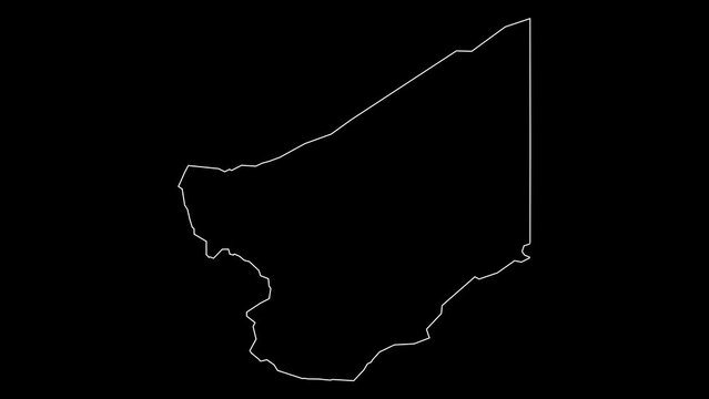 Zinder region map of Niger outline animation