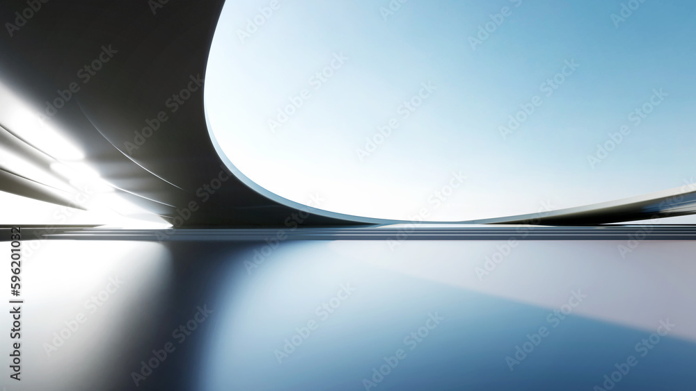 Aufkleber 3d render of abstract futuristic architecture with empty concrete floor.
