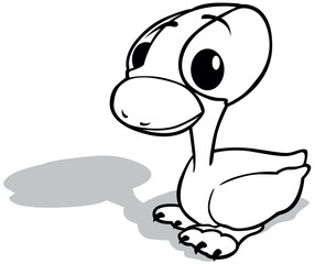 Obraz premium Drawing of a Duckling with Big Eyes